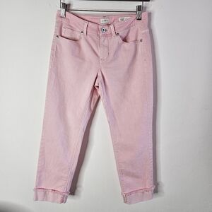 J. Jill Women’s Authentic Fit Cropped Jeans Pastel Pink Denim Stretch Size 2P